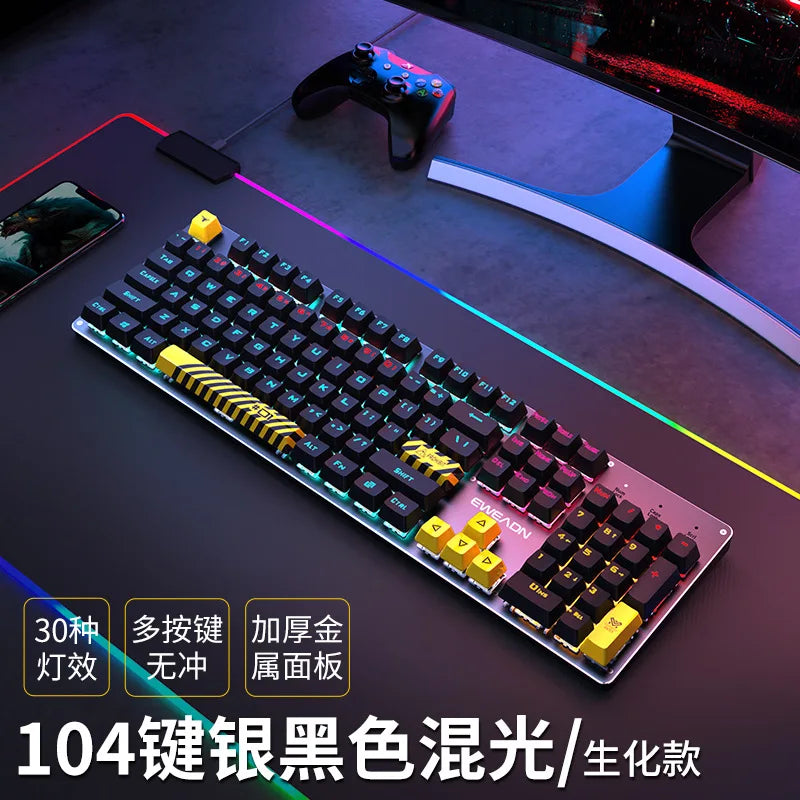 104Key Gaming Mechanical Keyboard 2.4G  Bluetooth Wired Keyboard RGB HotSwap Gamer sem fio teclado mecanino