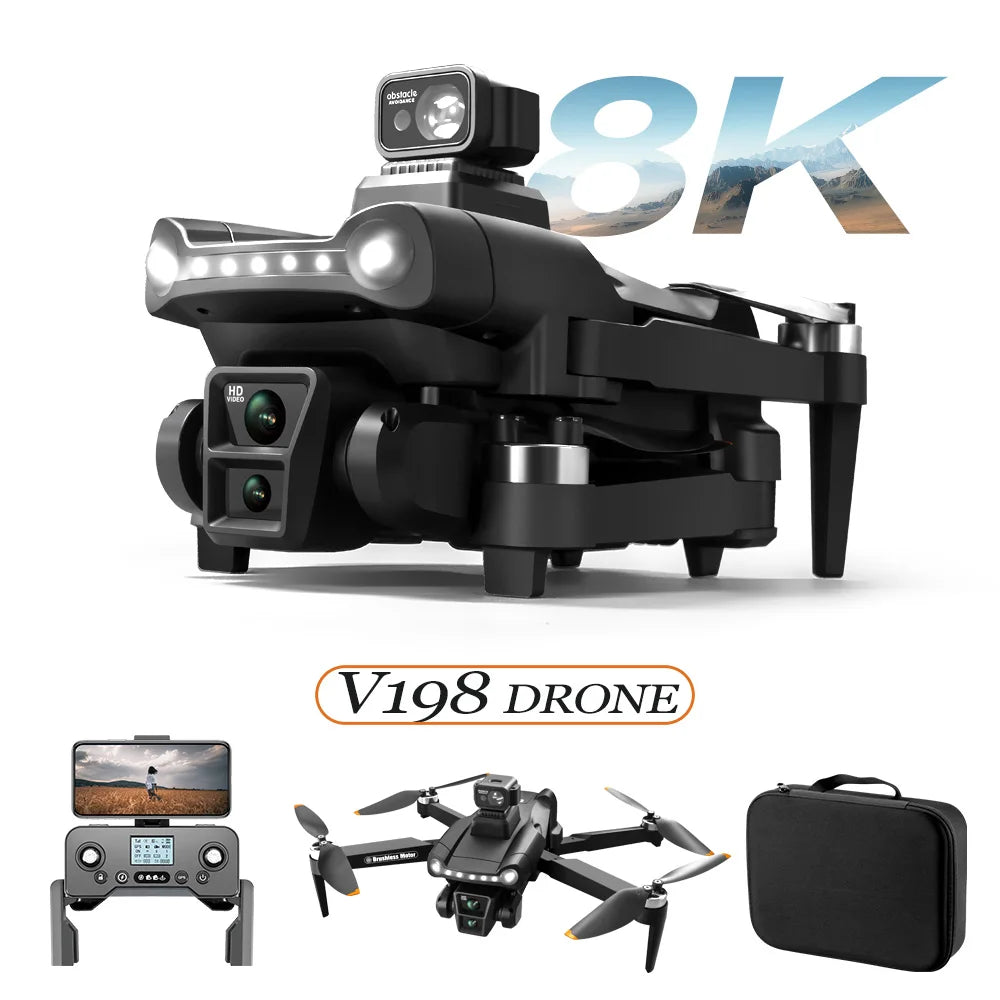 For Xiaomi V198GPS Drone ESC 8K Profesional HD Camera Brushless Obstacle Avoidance Aerial Optical Foldable Quadcopter Mini Dron