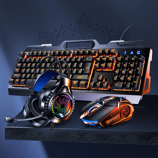 RGB Gamer Keyboard Gaming Keyboard and Mouse Headphone Gamer Kit Backlit USB Wired Computer KeyboardFor Pc Laptop 3 In1 Teclado