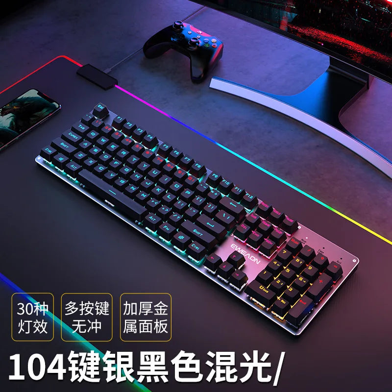 104Key Gaming Mechanical Keyboard 2.4G  Bluetooth Wired Keyboard RGB HotSwap Gamer sem fio teclado mecanino