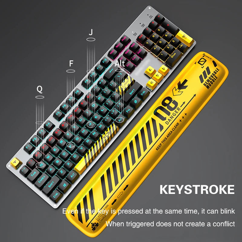 104Key Gaming Mechanical Keyboard 2.4G  Bluetooth Wired Keyboard RGB HotSwap Gamer sem fio teclado mecanino